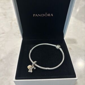 Pandora Silver Bracelet with Gold Heart Charm